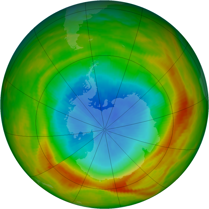 Antarctic ozone map for 31 October 1981
